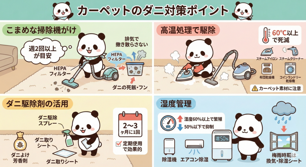 カーペットのダニ対策まとめ