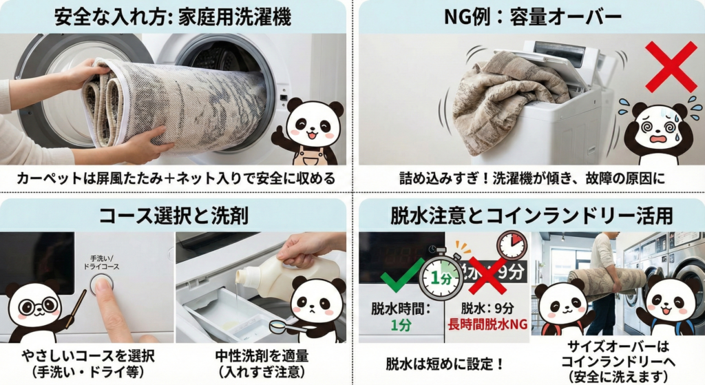家庭用洗濯機で洗う方法と注意点