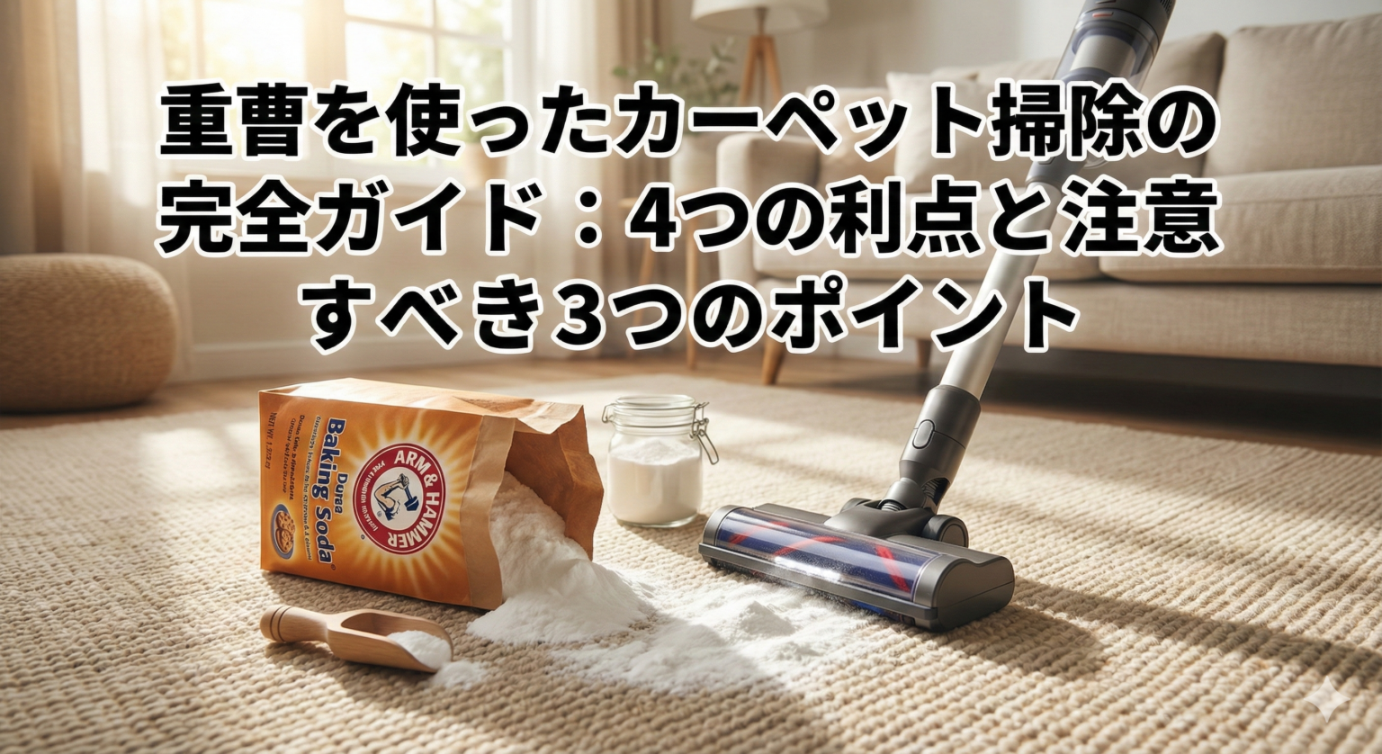重曹を使ったカーペット掃除の完全ガイド：4つの利点と注意すべき3つのポイント