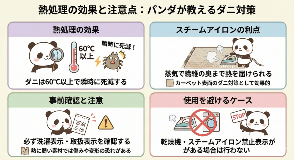 熱処理の効果と注意点：パンダが教えるダニ対策
