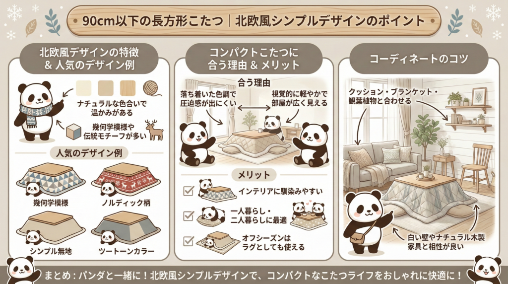 90cm以下の長方形こたつ：北欧風シンプルデザイン