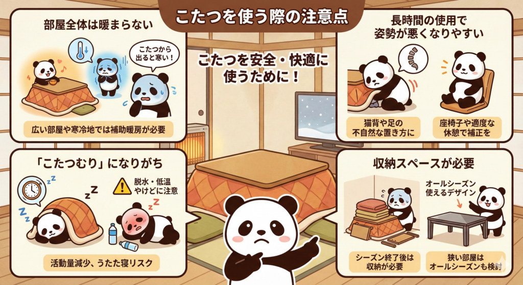 こたつを使う際の注意点