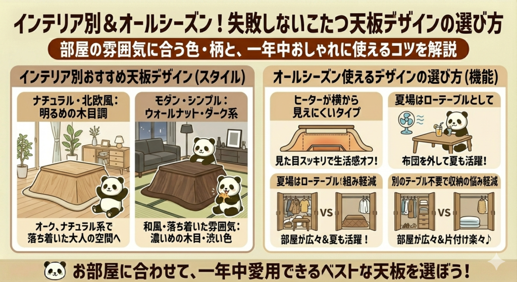 失敗しないこたつ天板デザインの選び方