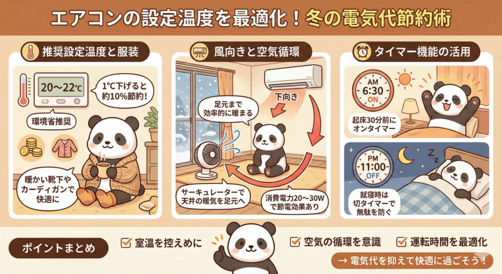 エアコンの設定温度を最適化！冬の電気代節約術