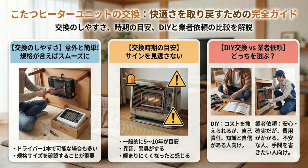 こたつヒーターユニックの交換：快適さを取り戻すための完全ガイド
