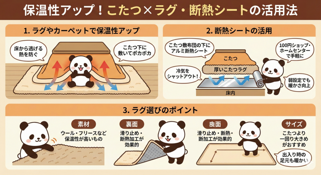 保湿性アップ！こたつ×ラグ・断熱シートの活用方法