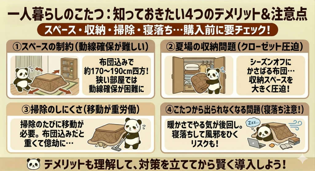 一人暮らしのこたつのデメリット