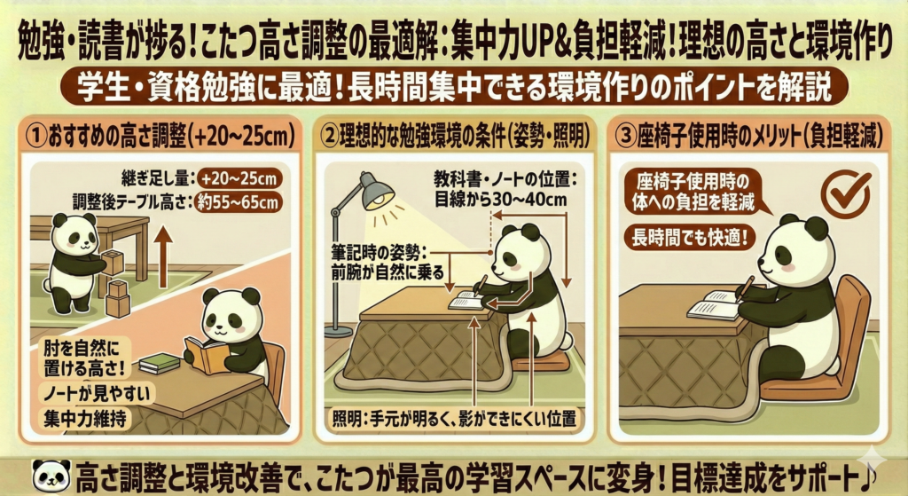 勉強・読書がはかどる！こたつ高さ調整の最適解