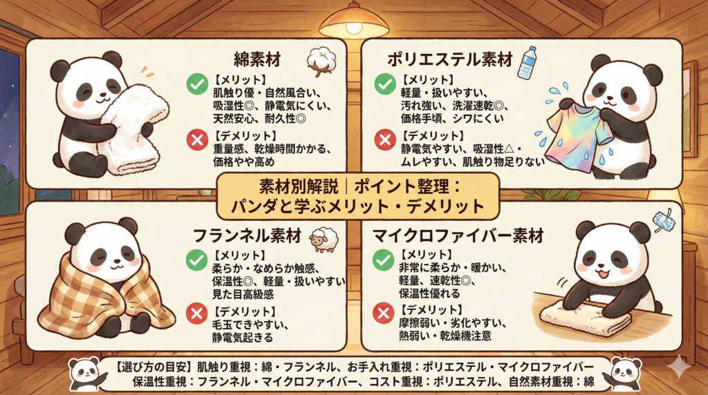 長方形大判こたつ布団の種類と特徴：素材別解説