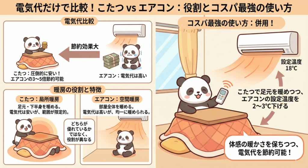 電気代だけで比較！こたつVSエアコン：役割とコスパ最強の使い方