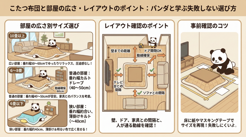こたつ布団と部屋の広さ・レイアウトのポイント