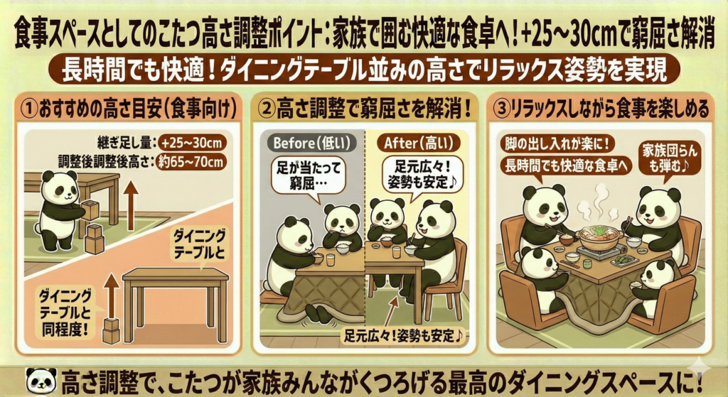 食事スペースとしてのこたつ高さ調整ポイント