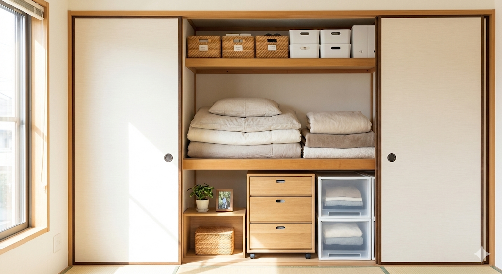 整理された理想的な押入れ収納の完成形