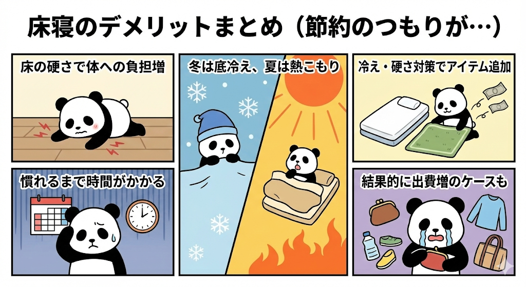 床寝のデメリットまとめ