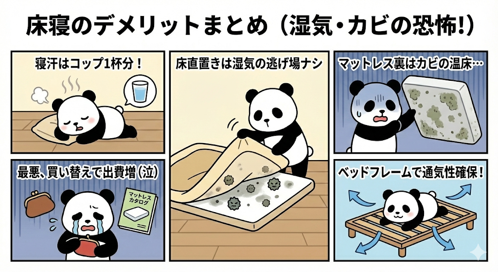 床寝のデメリットまとめ（カビ湿気）