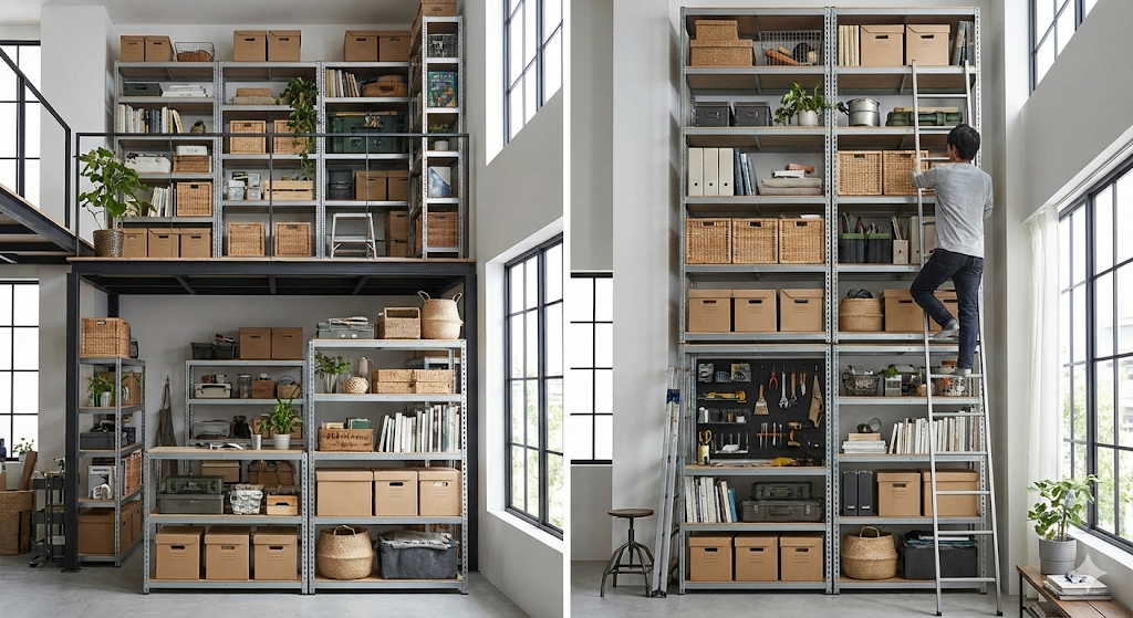 積み重ね式ラック：縦の空間をフル活用