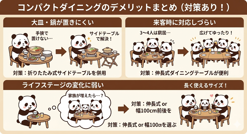 コンパクトダイニングテーブルのデメリット