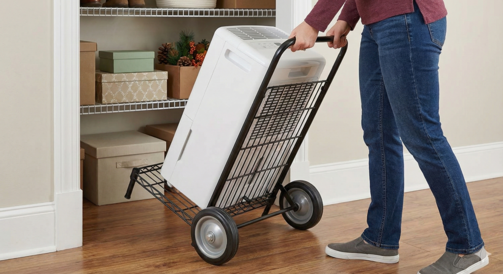 キャスター付きラック：重いモノも楽に出し入れ