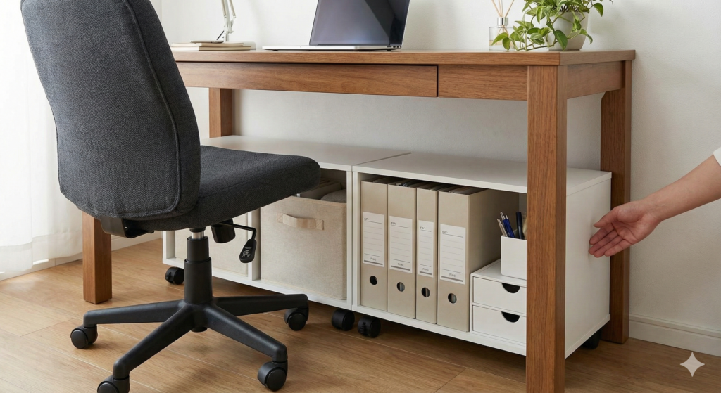 デスク下ワゴン・カラーボックスの活用