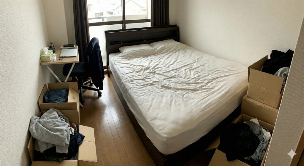 ベッドで部屋がいっぱいになってしまった失敗例の写真