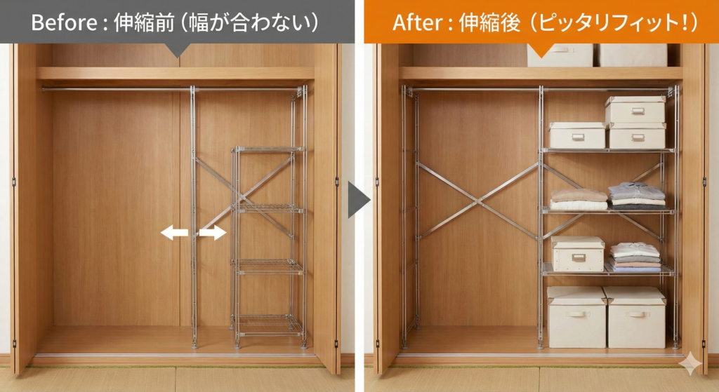 伸縮できるラック