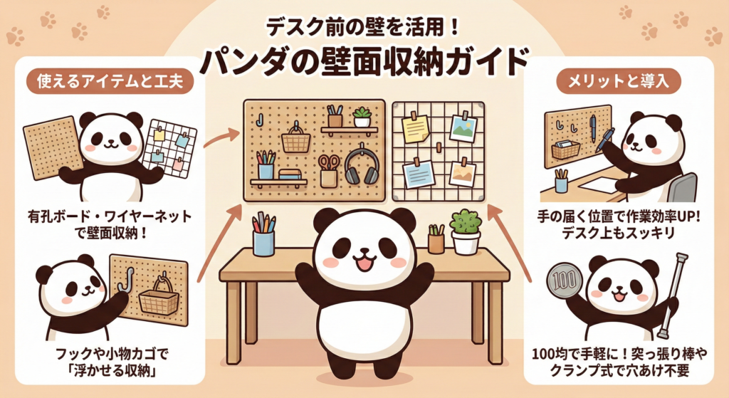 有孔ボード・ワイヤーネットで壁面を収納に