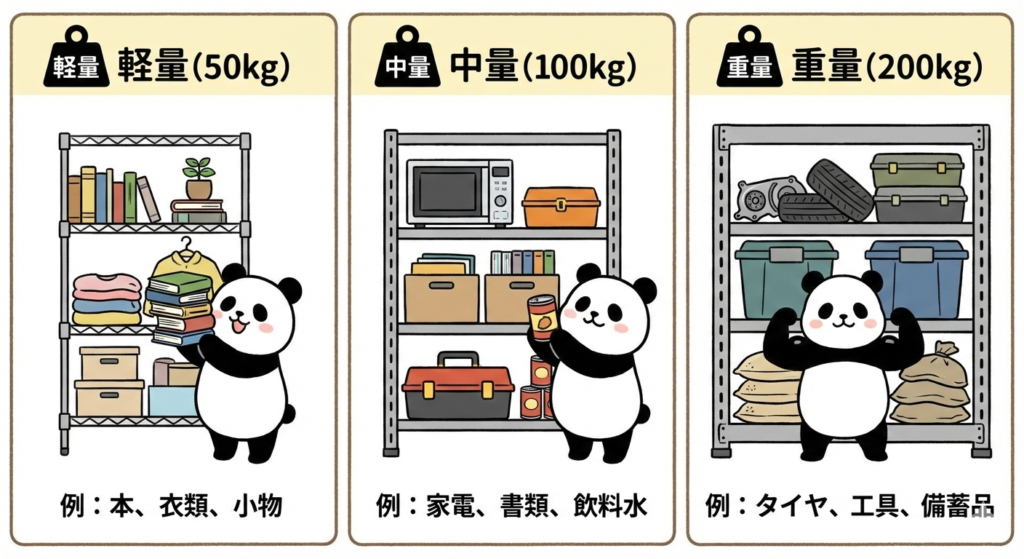 耐荷重は「棚板1枚あたり」をチェック
